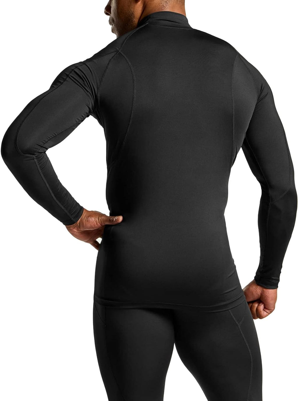 Men'S UPF 50+ Mock Long Sleeve Compression Shirts, Athletic Workout Shirt, Base Layer for Water Sports