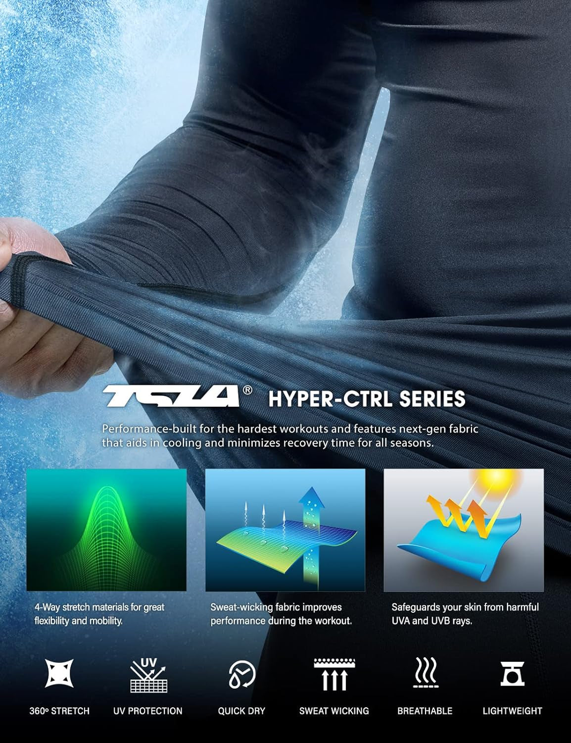 Men'S UPF 50+ Compression Shirts, Cool Dry Long Sleeve Athletic Tops, Sports Baselayer Workout Shirt