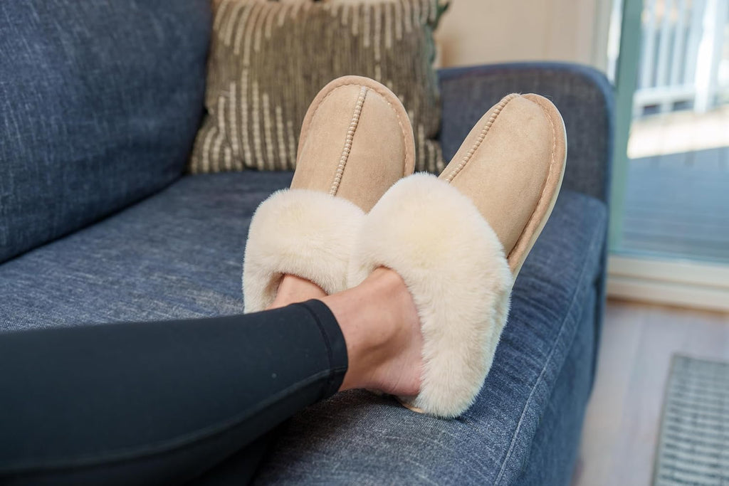 Womens Slipper with Memory Foam Fluffy Soft Warm Slip on House Slippers Anti-Skid Cozy Plush for Indoor Outdoor