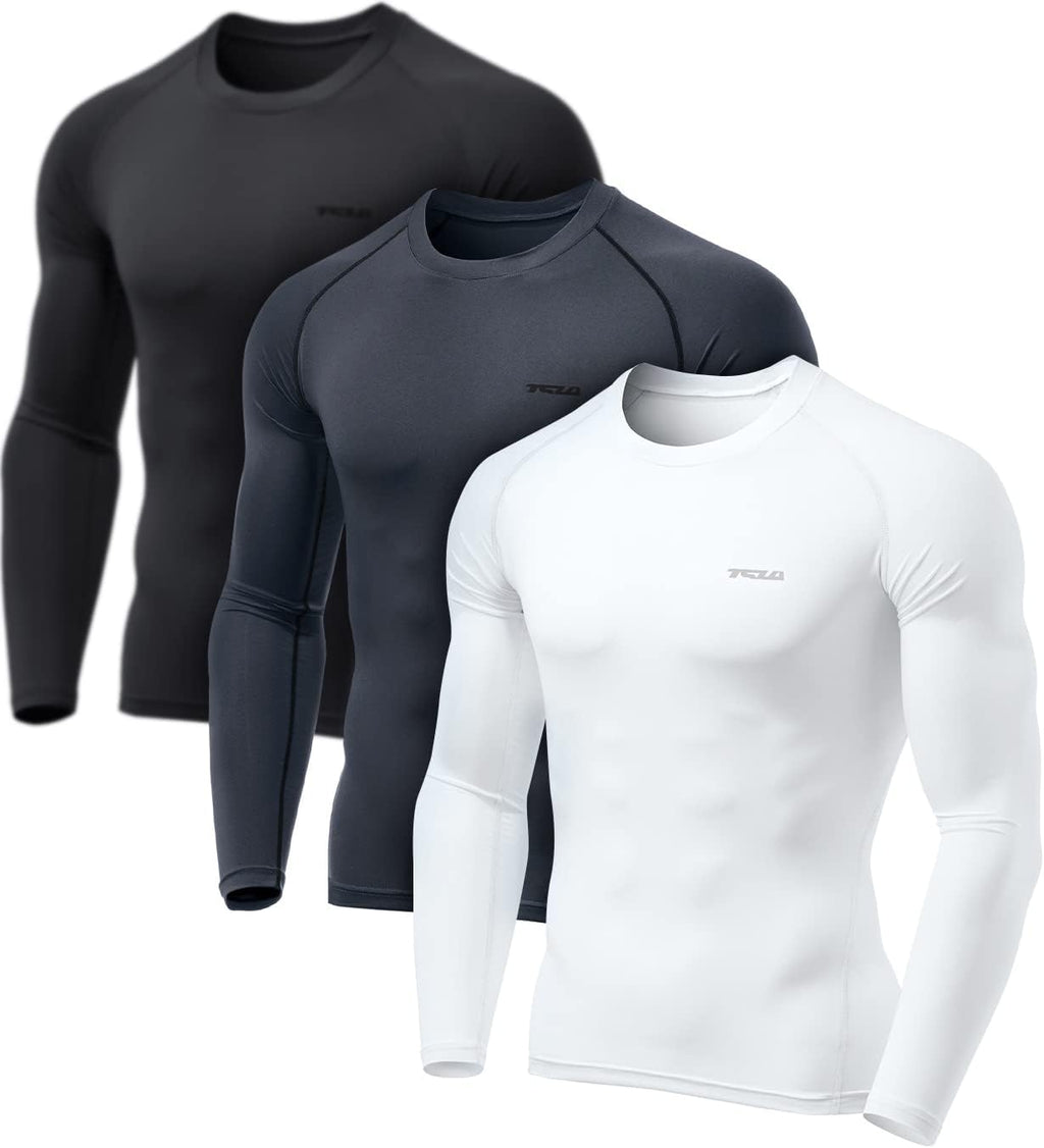 Men'S UPF 50+ Compression Shirts, Cool Dry Long Sleeve Athletic Tops, Sports Baselayer Workout Shirt
