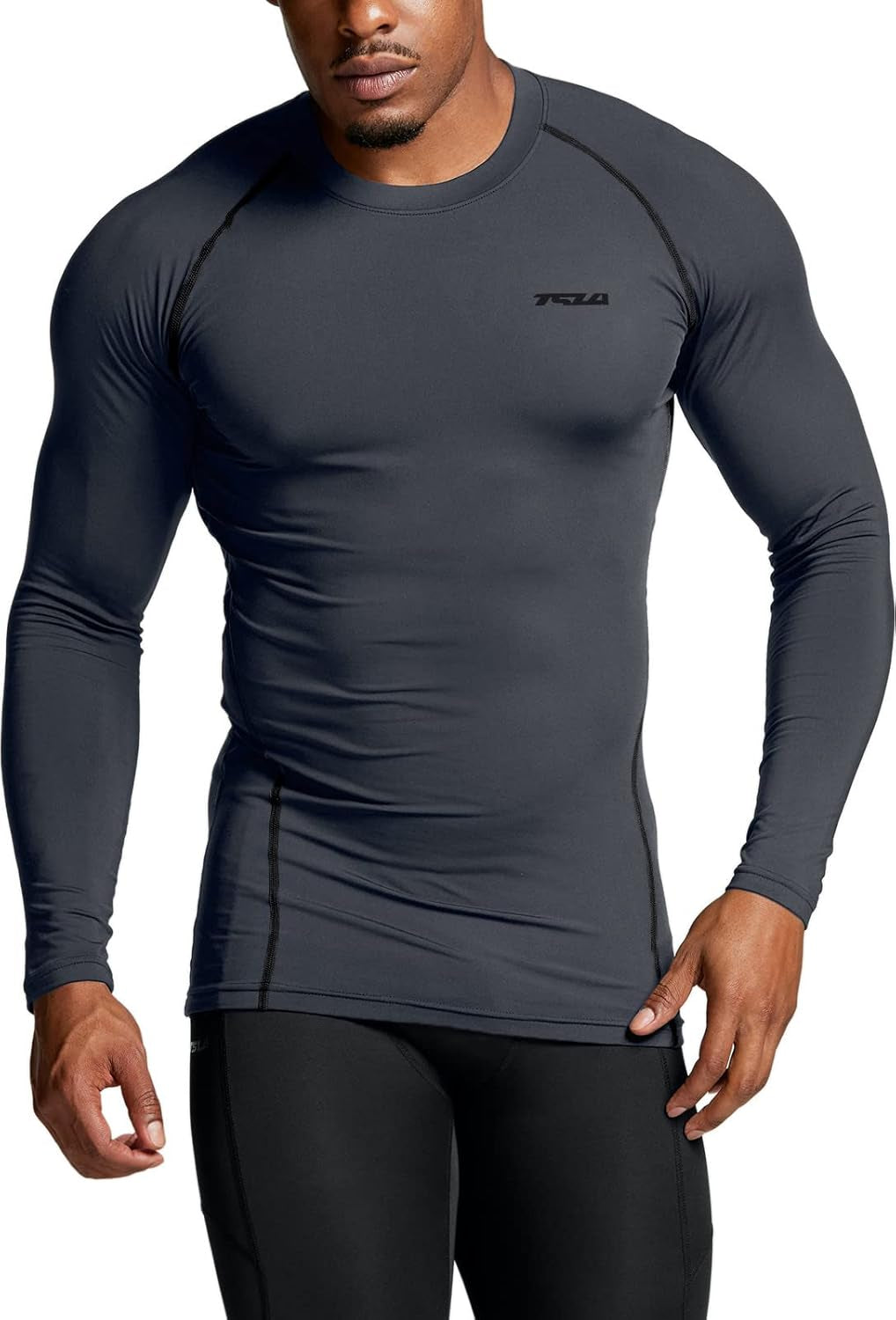 Men'S UPF 50+ Compression Shirts, Cool Dry Long Sleeve Athletic Tops, Sports Baselayer Workout Shirt