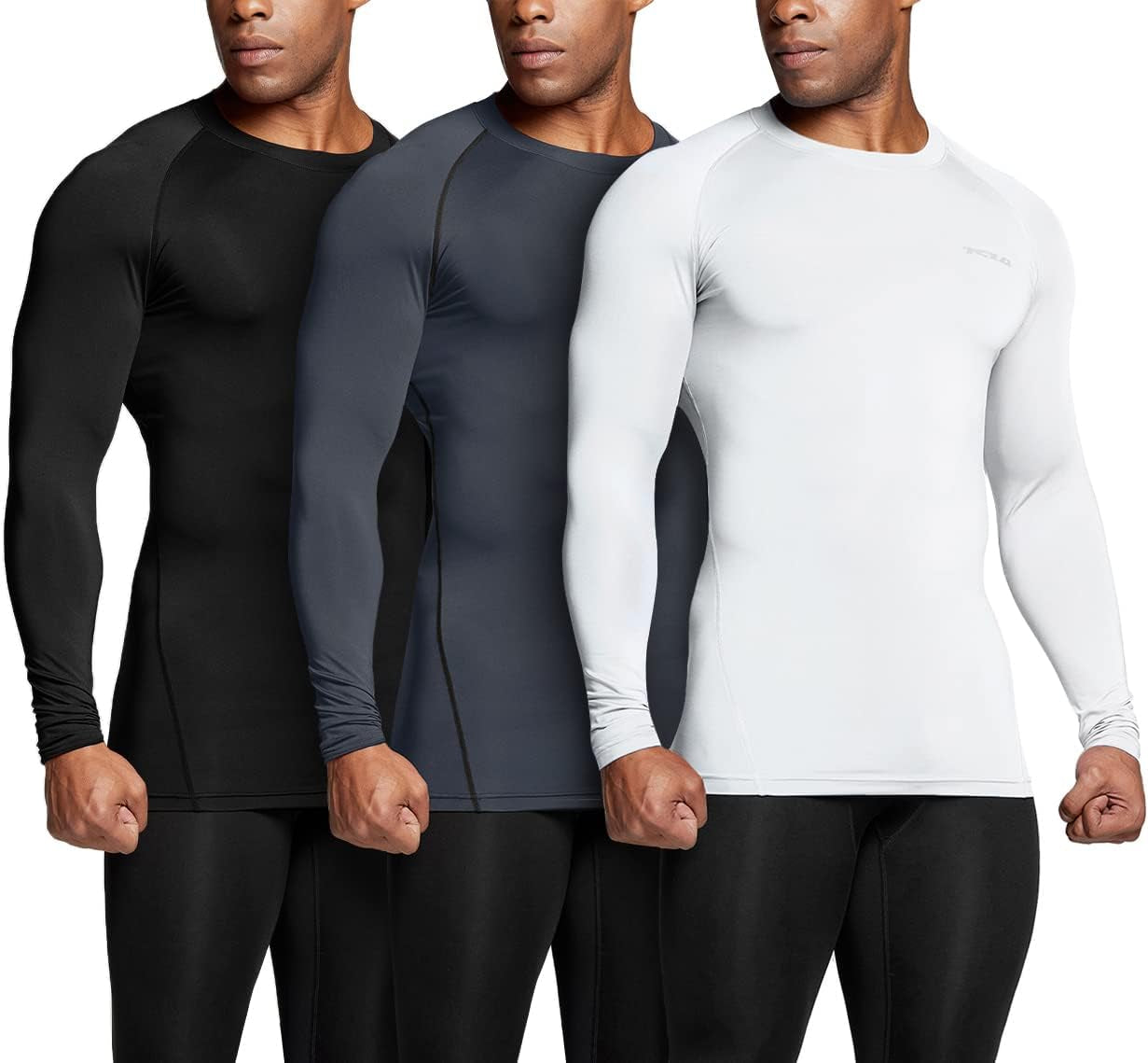 Men'S UPF 50+ Compression Shirts, Cool Dry Long Sleeve Athletic Tops, Sports Baselayer Workout Shirt